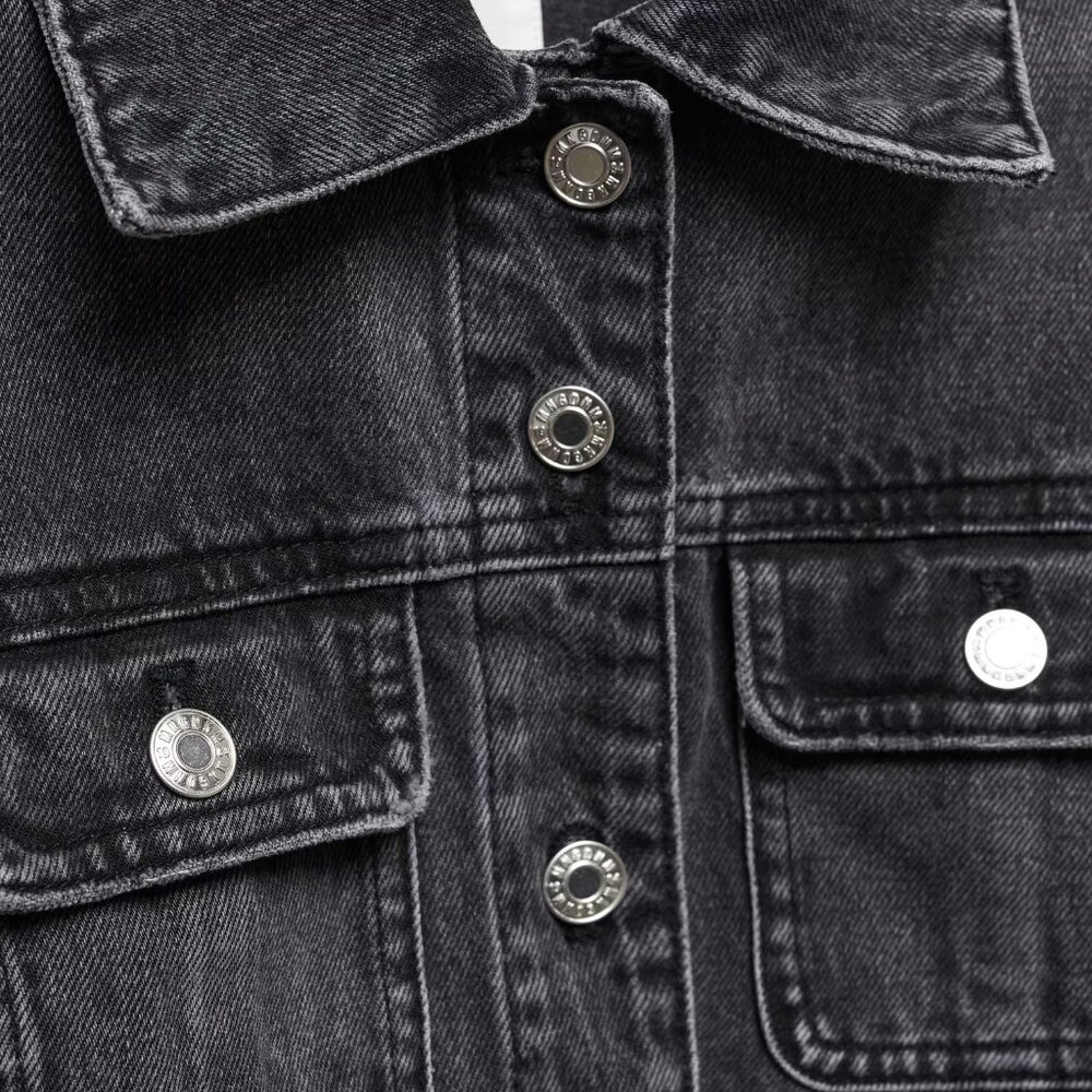 Mango Black Pocketed Denim Jacket/NWT/XXL - Picture 6 of 15
